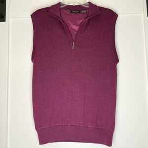 Bobby Jones Small Merino Wool Sweater Vest 1/4 Zip Purple Pullover Preppy Golf